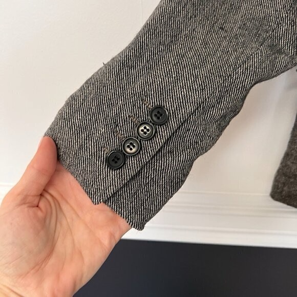 H &M Tweed Men's Blazer Grey Pinstripe Wool Blend Sz 38R - Picture 9 of 13